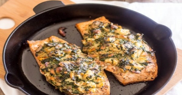 Shrimp & Spinach Stuffed Salmon