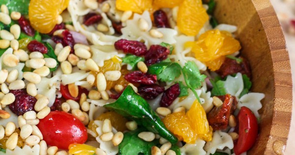 Farfalle with Spinach and Orange Salad