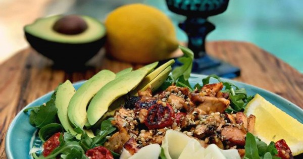 BBQ Chicken Avocado Hemp Seed Salad