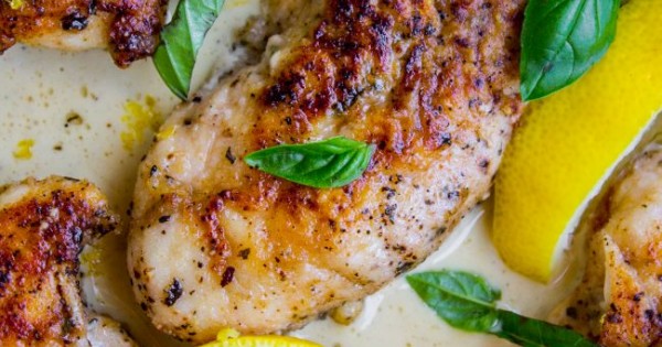 Pan-Seared Chicken in Lemon Basil Cream Sauce