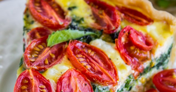 Cherry Tomato, Leek, and Spinach Quiche