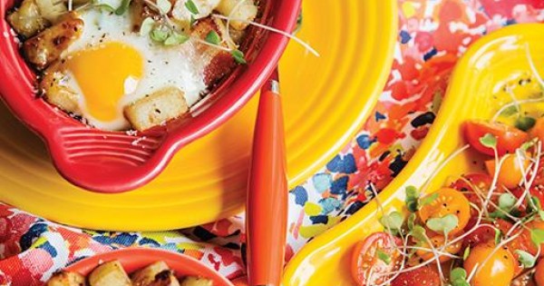 Baked Eggs with Potato, Onion, & Bacon