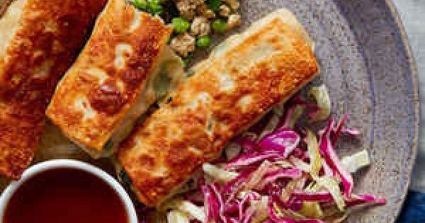 Pork Egg Rolls with Crunchy Slaw and Sweet-and-Sour Duck Sauce