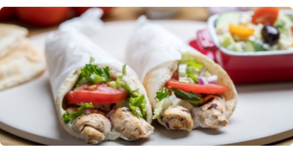Greek chicken souvlaki pita