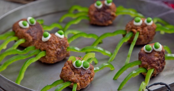 Halloween Meatball Spiders