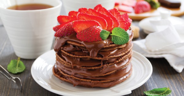 Chocolate & Strawberry Stuffed Pancakes