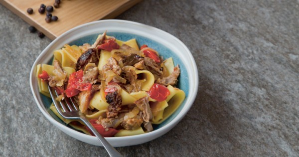 Slow-Cooked Duck With Sage, Juniper Berries And Cherry Tomatoes
