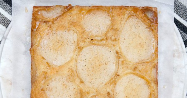 Maple-Cardamom Pear Upside Down Cake