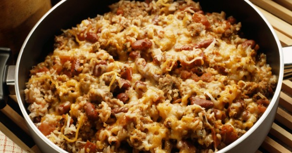 One-Pot Cheesy Sausage, Beans and Rice Dish