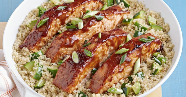 Barbecue Salmon with Zucchini and Quinoa