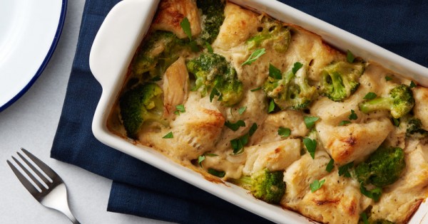 Chicken Alfredo Biscuit Casserole for Two