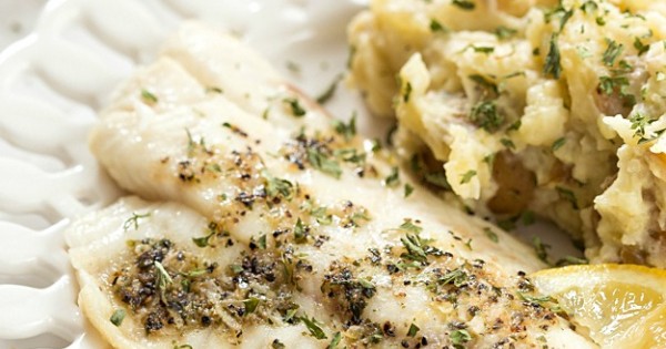 Tilapia & Crockpot Lemon Garlic Mashed Potatoes