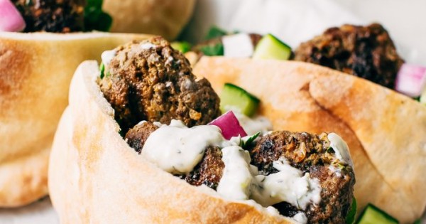Kofta Pita Sandwich with Garlic Tahini Sauce