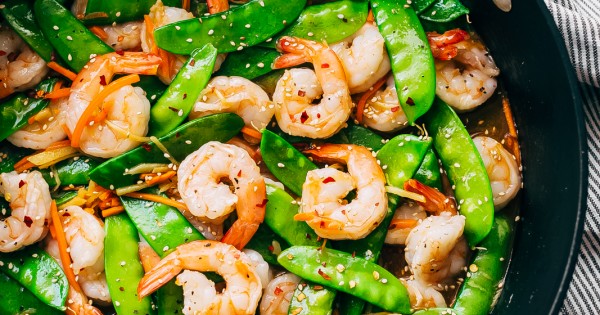 10-Minute Ginger Shrimp Snow Pea Stir Fry