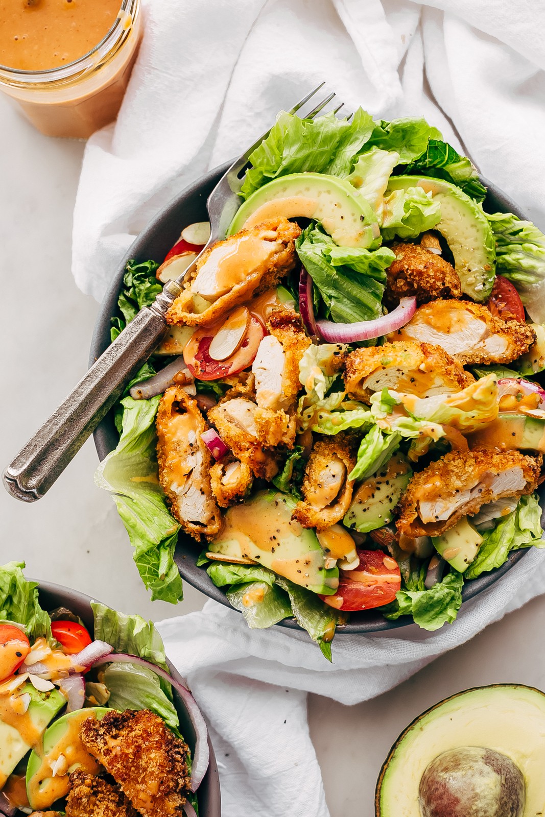 Crispy Chicken Salad with Sriracha Honey BBQ Dressing-image