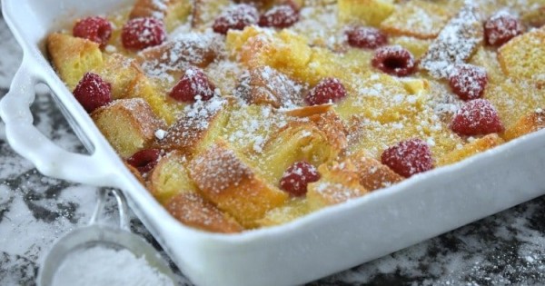 Lemon Raspberry Bread Pudding