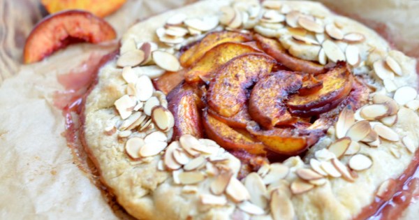 Peach Galette with Sliced Almonds