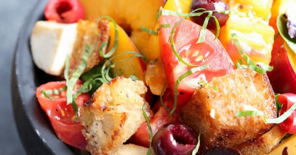 Stone Fruit Caprese Panzanella Salad
