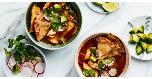 Easy Chicken Tortilla Soup with Bean and Cheese Nachos