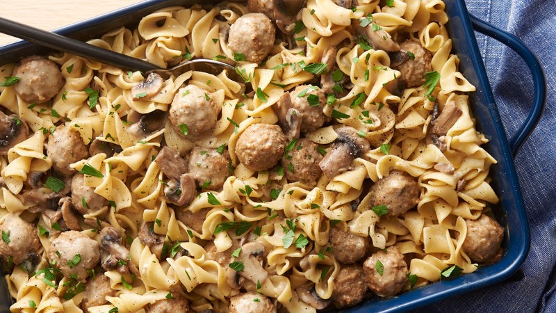 Meatball Stroganoff Pasta Casserole-image