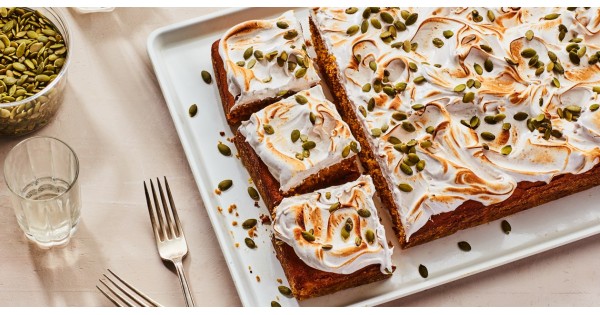 Pumpkin and Cookie-Butter Sheet Cake with Toasted Meringue