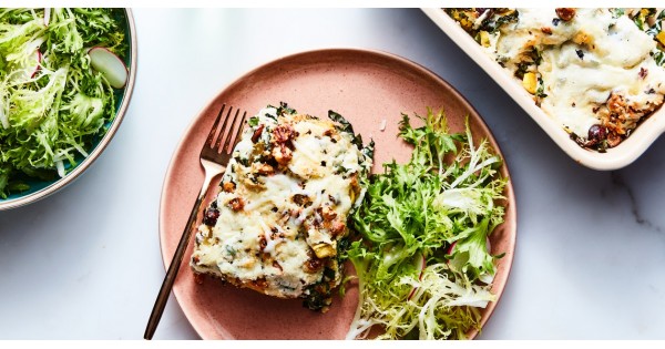 Cheesy Delicata Squash and Kale Casserole