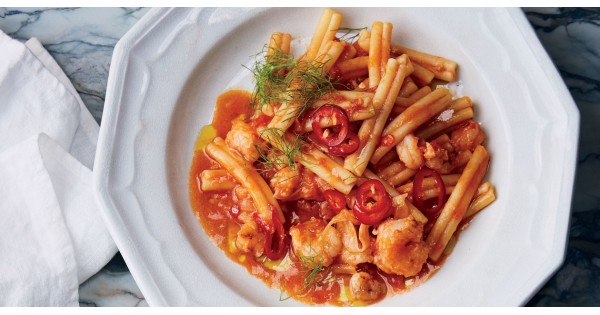 Rock Shrimp Pasta with Spicy Tomato Sauce