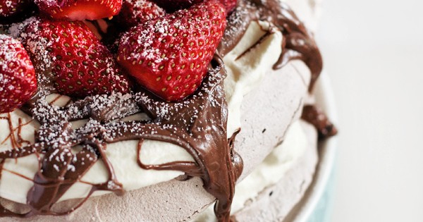 Chocolate Pavlova with Nutella and Strawberries