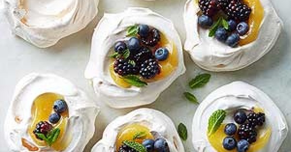 Lemon-Blueberry Pavlovas