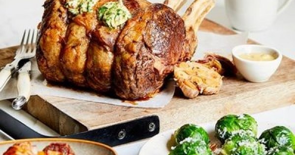 Roast Rib of Beef with Butter Brussels Sprouts