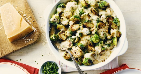 Two-Step Crispy Brussels Sprouts Au Gratin