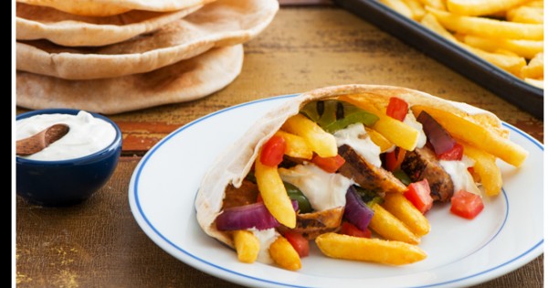 Grilled Sausage Gyros and Extra Crispy Fries