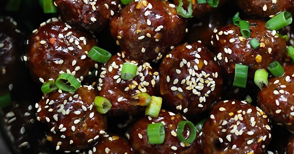 Slow Cooker Sticky Garlic Sesame Meatballs