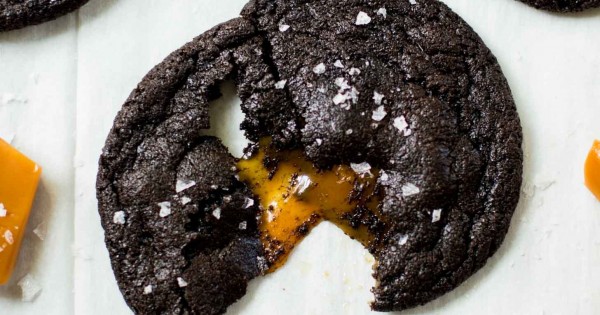 Salted Caramel Stuffed Chocolate Cookies