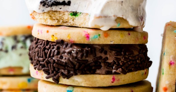 Rainbow Cookie Ice Cream Sandwiches
