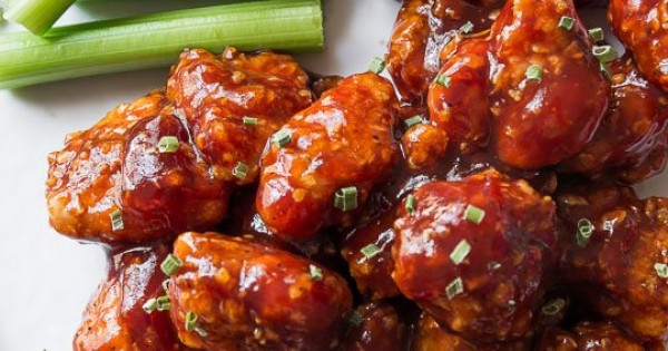 Baked Honey BBQ Popcorn Chicken