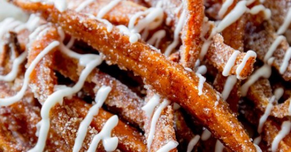 Cinnamon Sugar Sweet Potato Fries with Vanilla Icing Dip