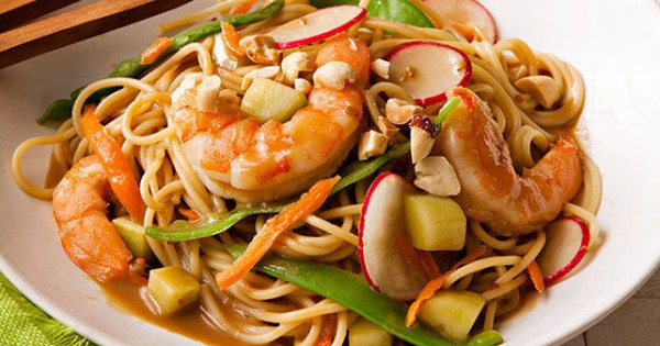 Asian Shrimp & Vegetable Pasta Stir-Fry