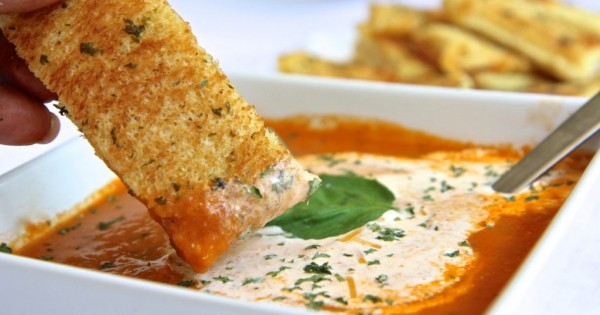 Fresh Roasted Tomato Soup w/ Grilled Cheese Sticks