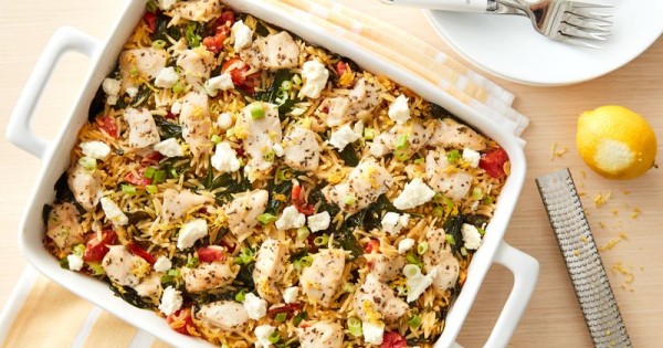 Greek Chicken Orzo Casserole