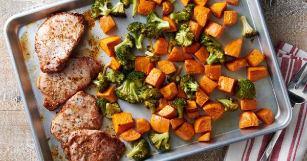 Sheet-Pan Honey-Balsamic Pork Chop Dinner