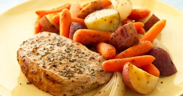 Herb Roasted Pork Chops and Vegetables