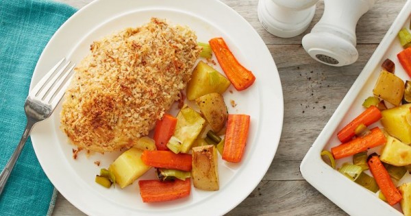 Deviled Chicken with Roasted Vegetables Sheet-Pan Dinner