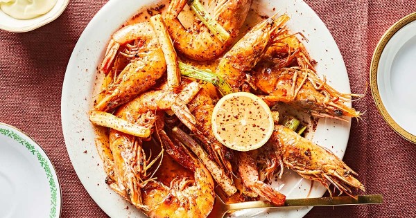Head-On Shrimp with Chile Oil and Scallions