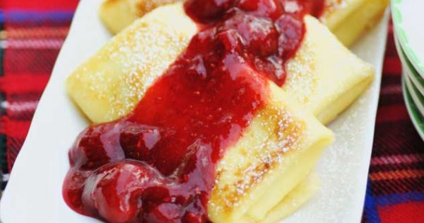 Cheese Blintzes with Mixed Berry Sauce