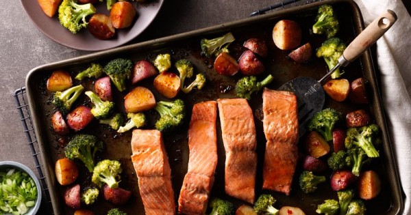 Asian Salmon with Potatoes and Broccoli Sheet-Pan Dinner