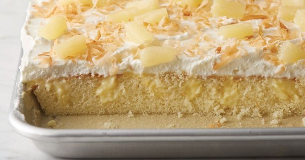 Piña Colada Poke Sheet Cake