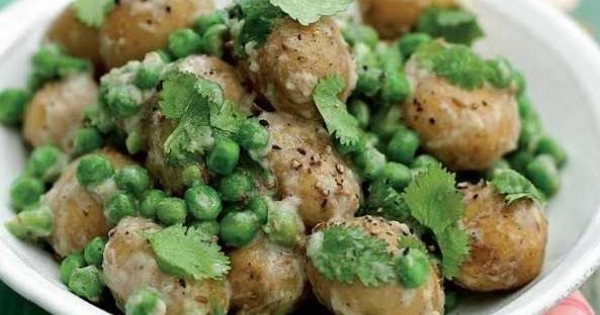 Potato, pea and coconut salad