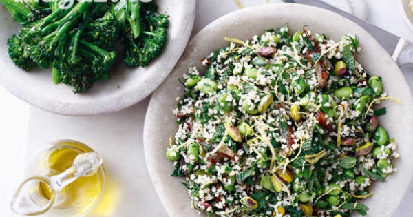 Bulgur, broad beans and date salad