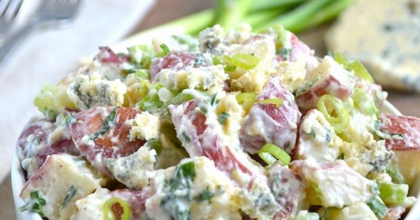 Rosemary Garlic Potato Salad with Crumbled Blue Cheese